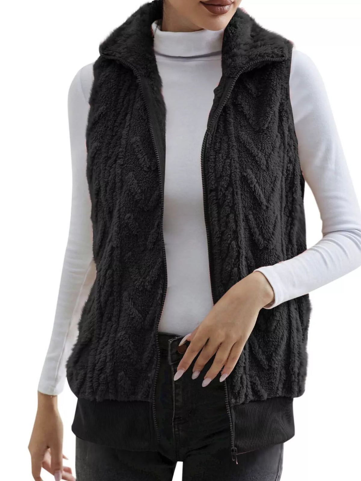 Full-Size Faux-Fur Zip Vest, view 11