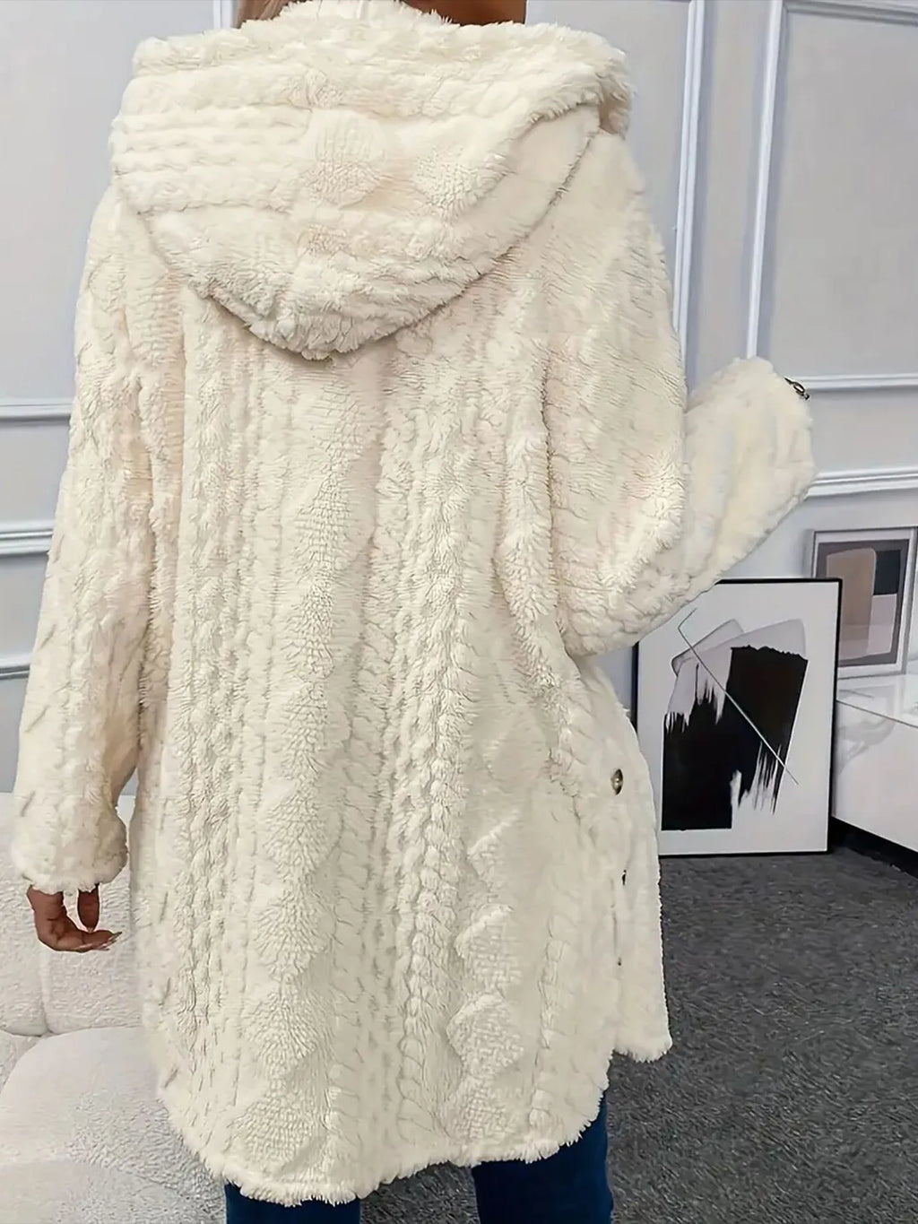 Button-Front Faux-Fur Teddy Coat, view 3