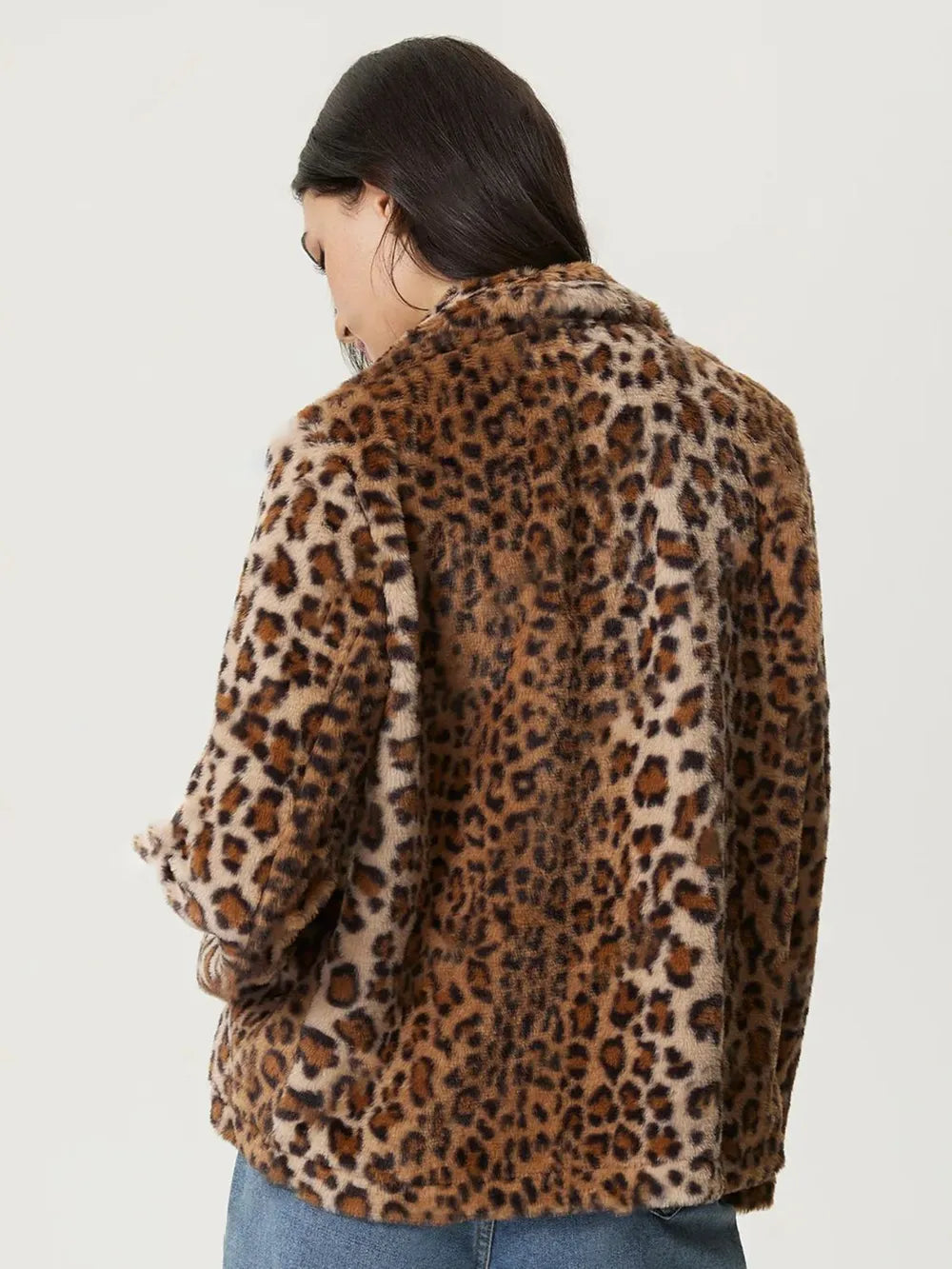 Leopard Fuzzy Collared Jacket, view 2