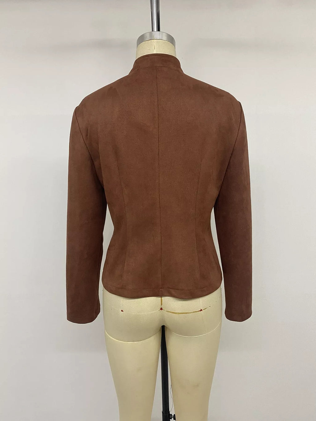 Cropped Stand-Collar Button Jacket