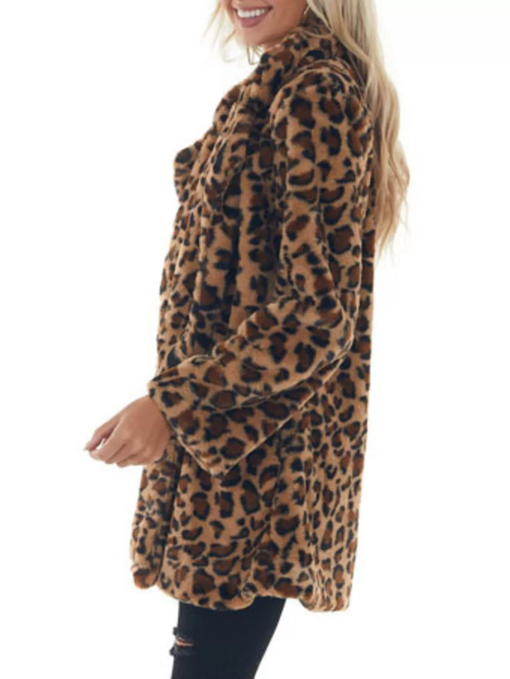 Full-Size Leopard Open-Front Coat, view 3