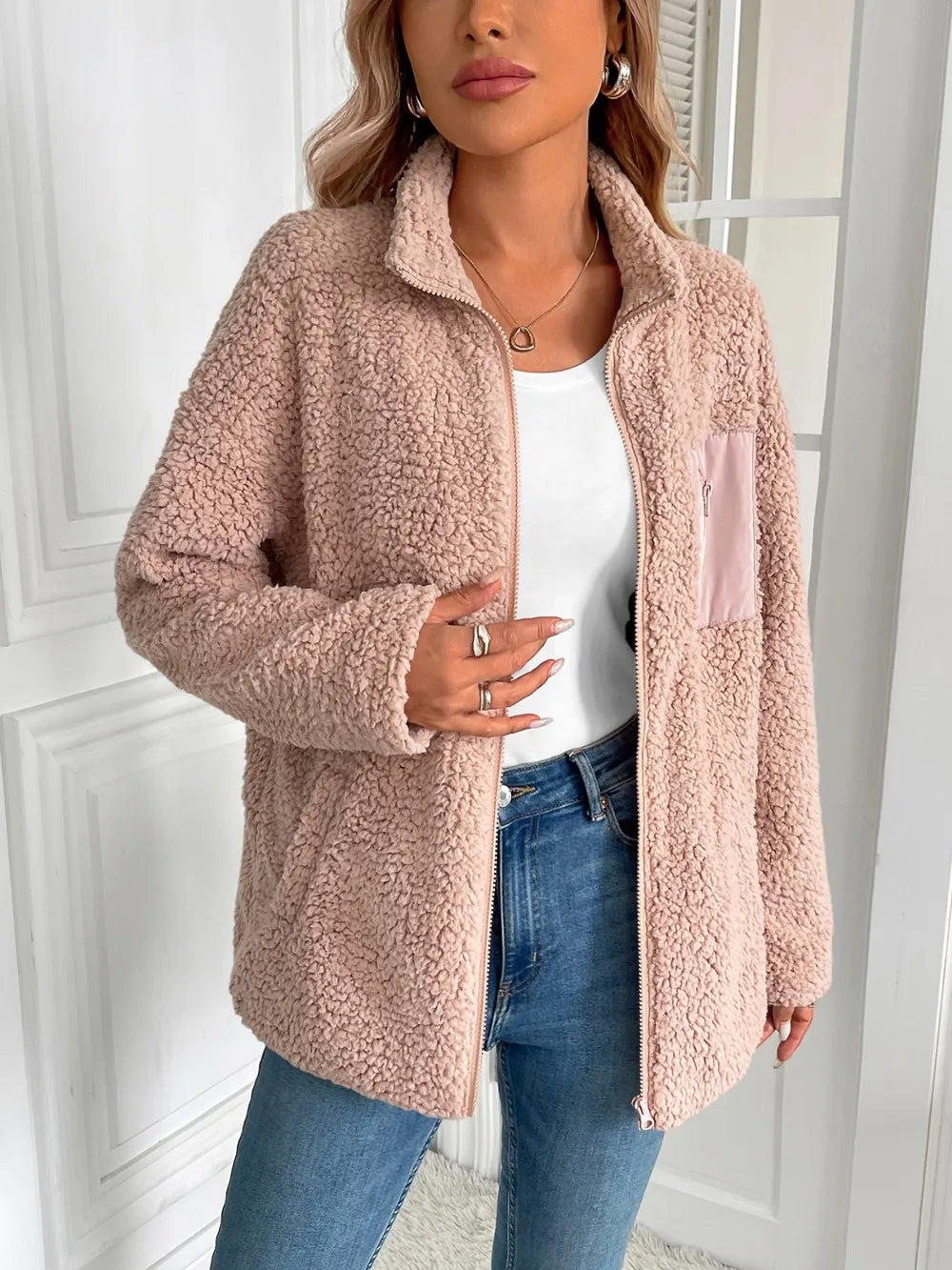 Fuzzy Zip-Up Jacket, view 2