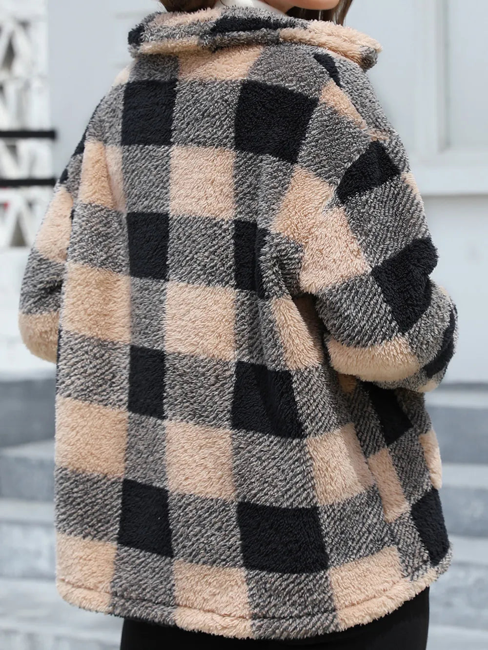Drop-Shoulder Fuzzy Jacket, view 12