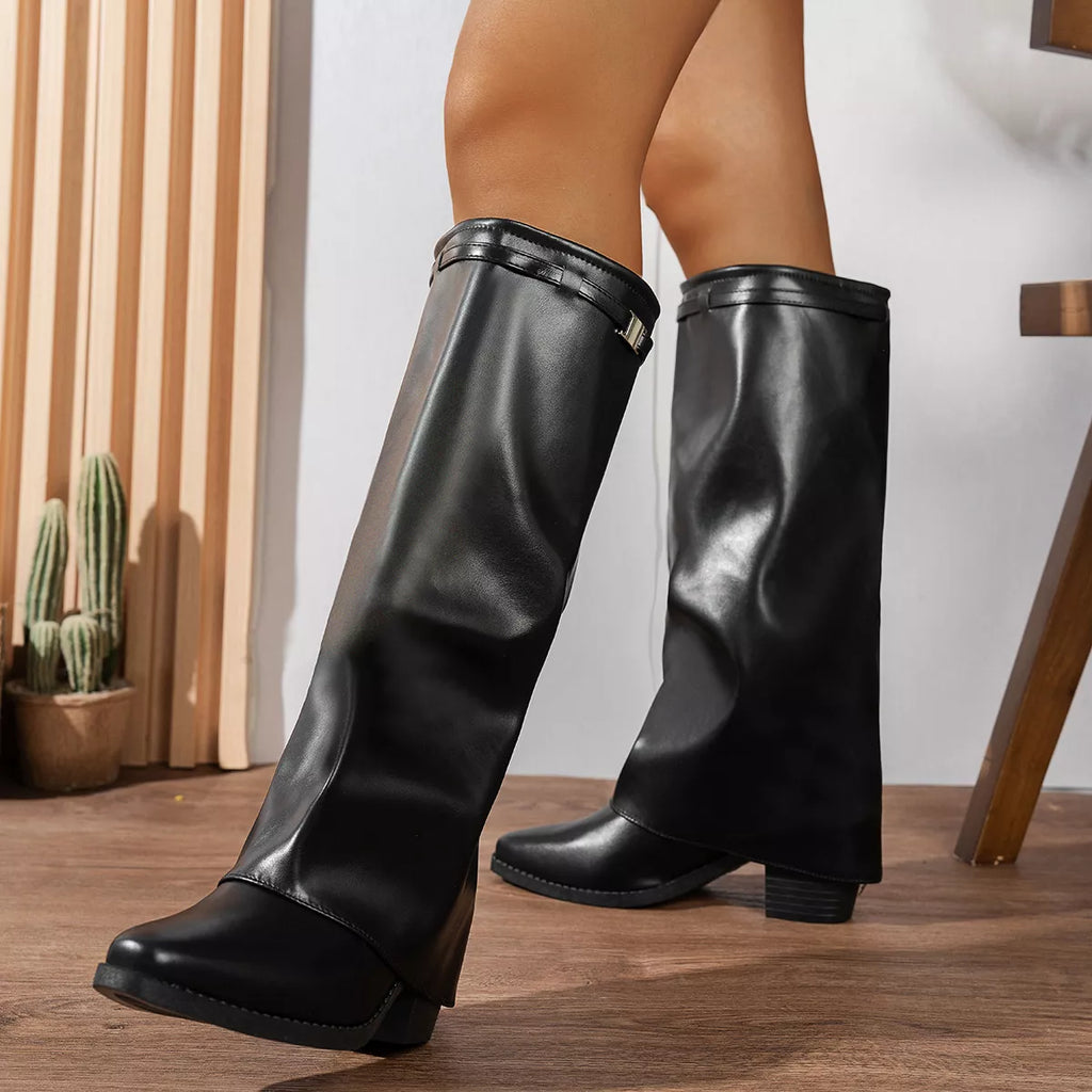 Block-Heel Knee-High Boots