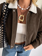 Sherpa-Collar Corduroy Jacket