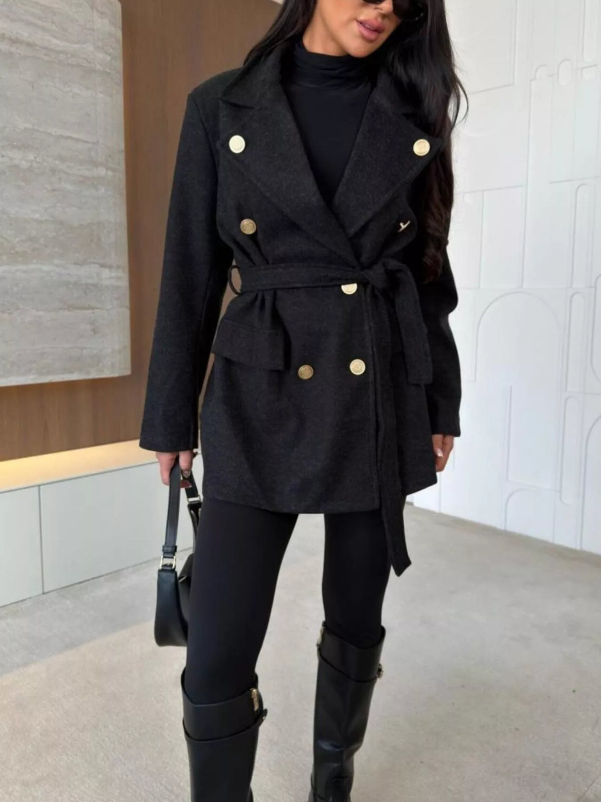 Belted Double-Breasted Coat