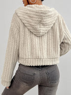 Hooded Fuzzy Zip Jacket, view 3
