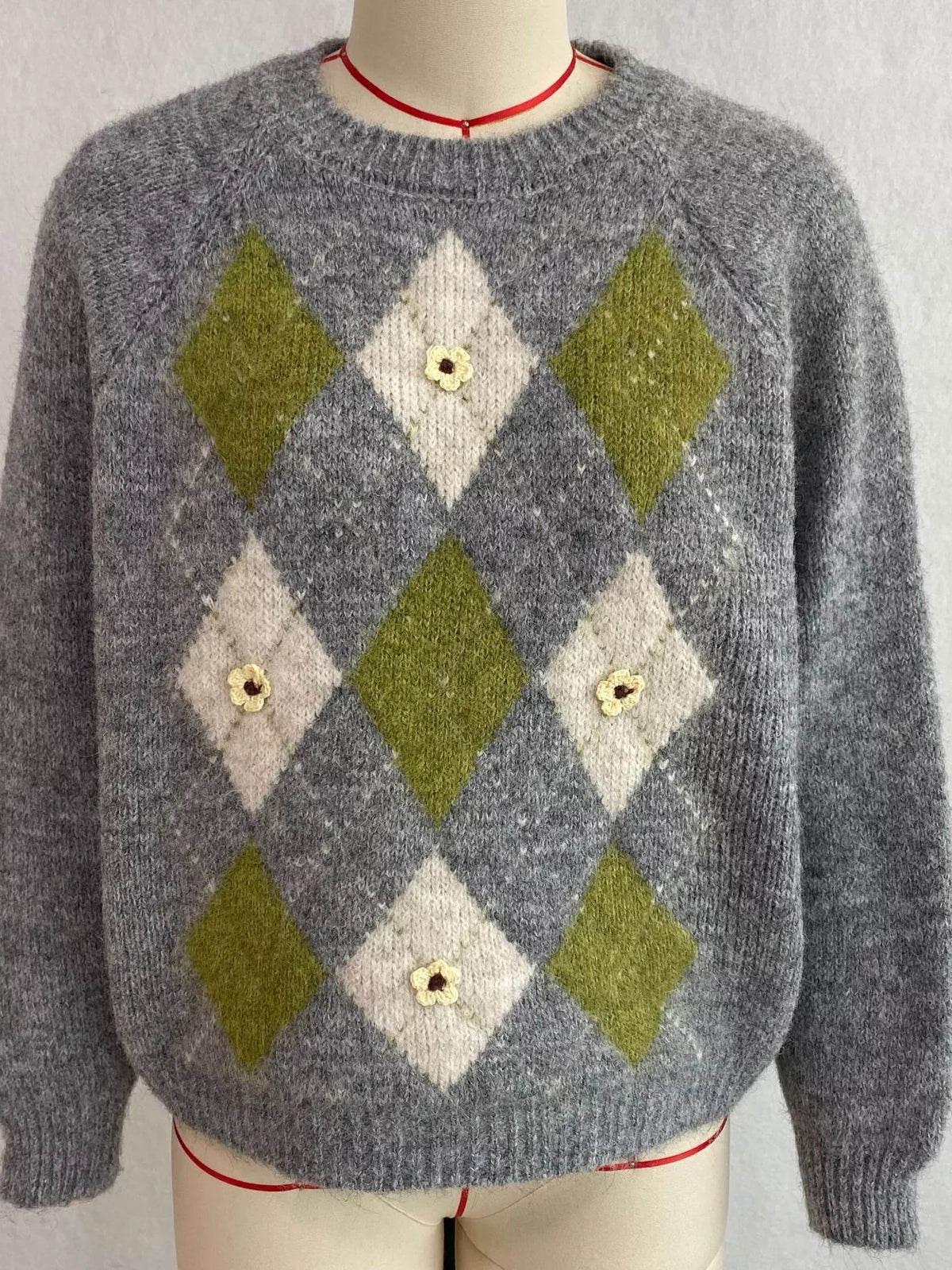 Argyle Raglan Knit Sweater, product view 13