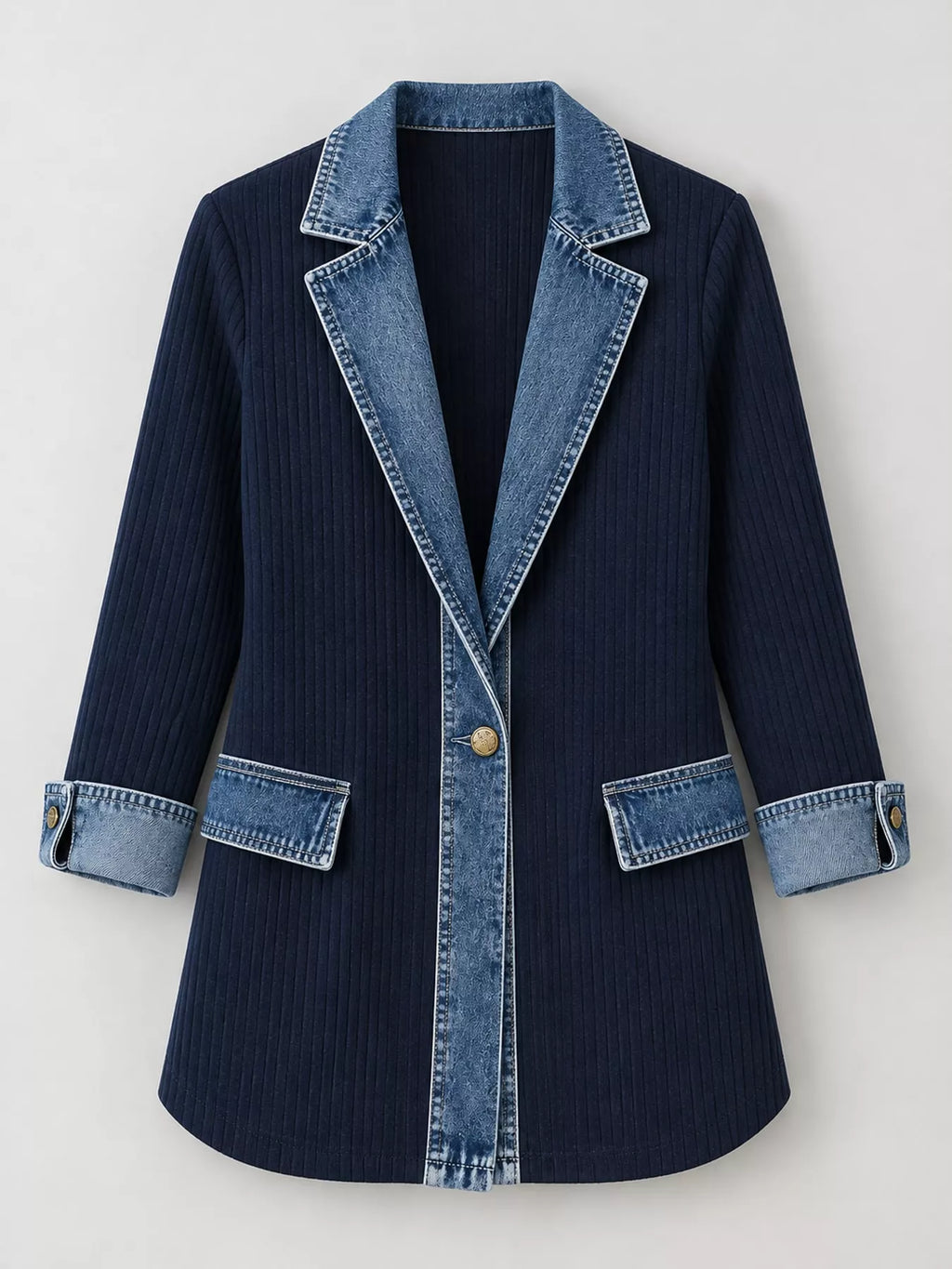 Contrast-Trim Ribbed Knit Cardigan, product view 30