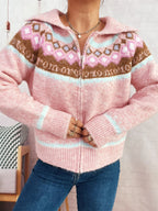 Fair Isle Zip-Up Cardigan