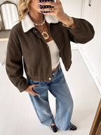 Sherpa-Collar Corduroy Jacket