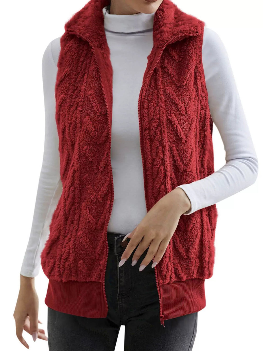 Full-Size Faux-Fur Zip Vest, view 17