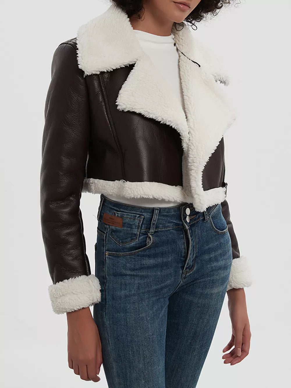 Collared Plush Cropped Jacket, view 3