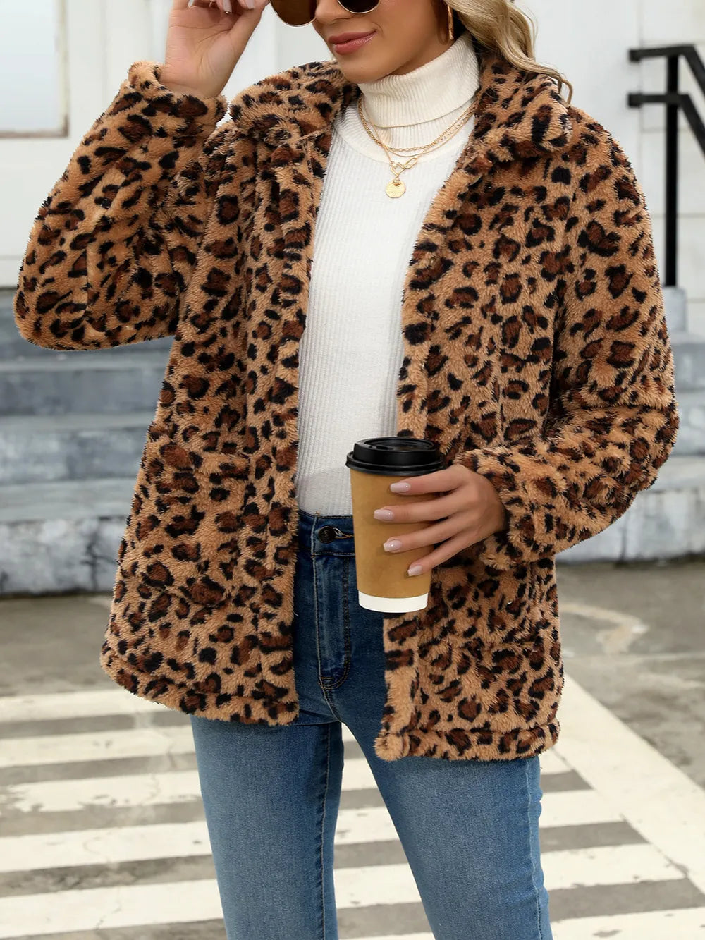 Drop-Shoulder Fuzzy Jacket, view 22