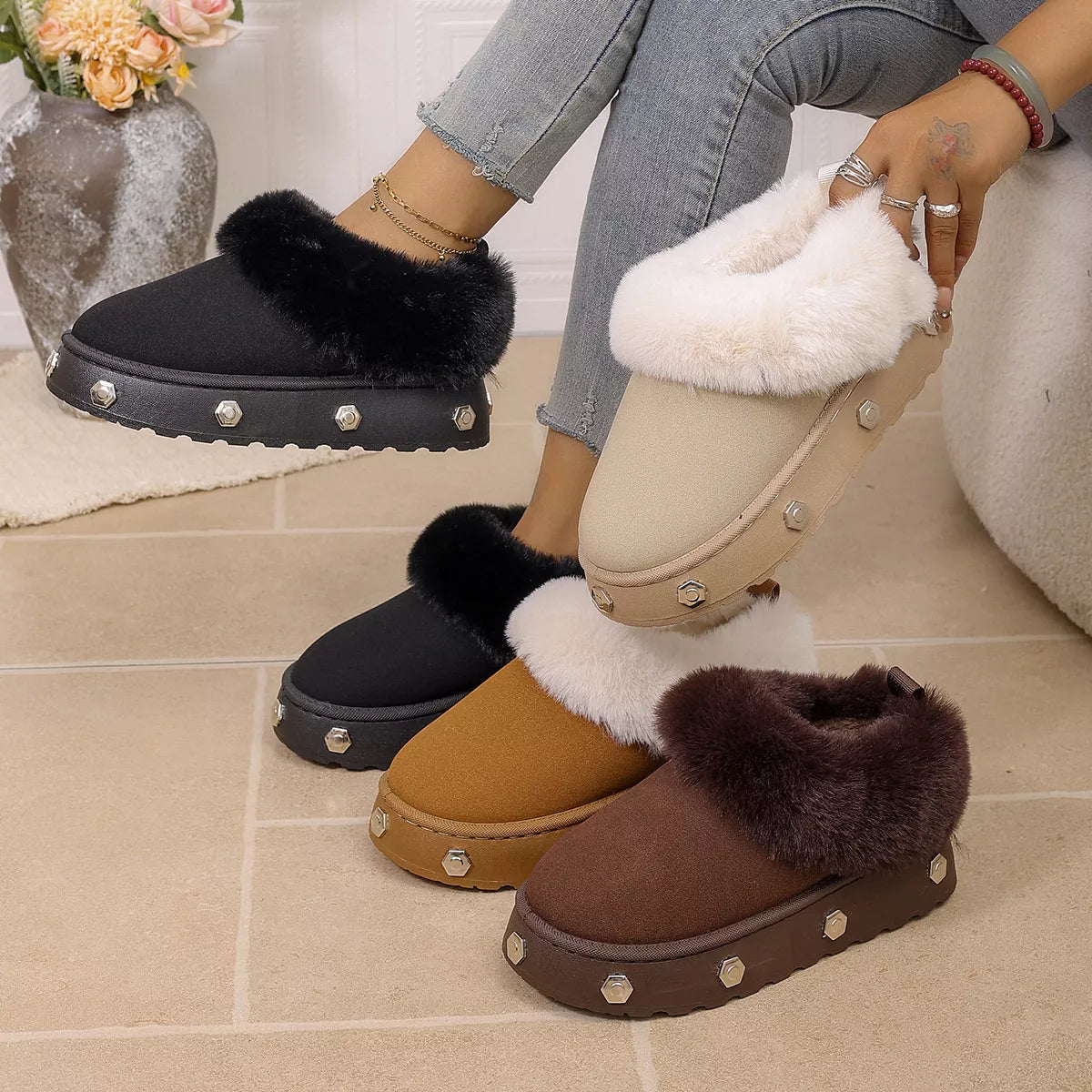 Faux-Fur Lined Platform Boots, product view 1