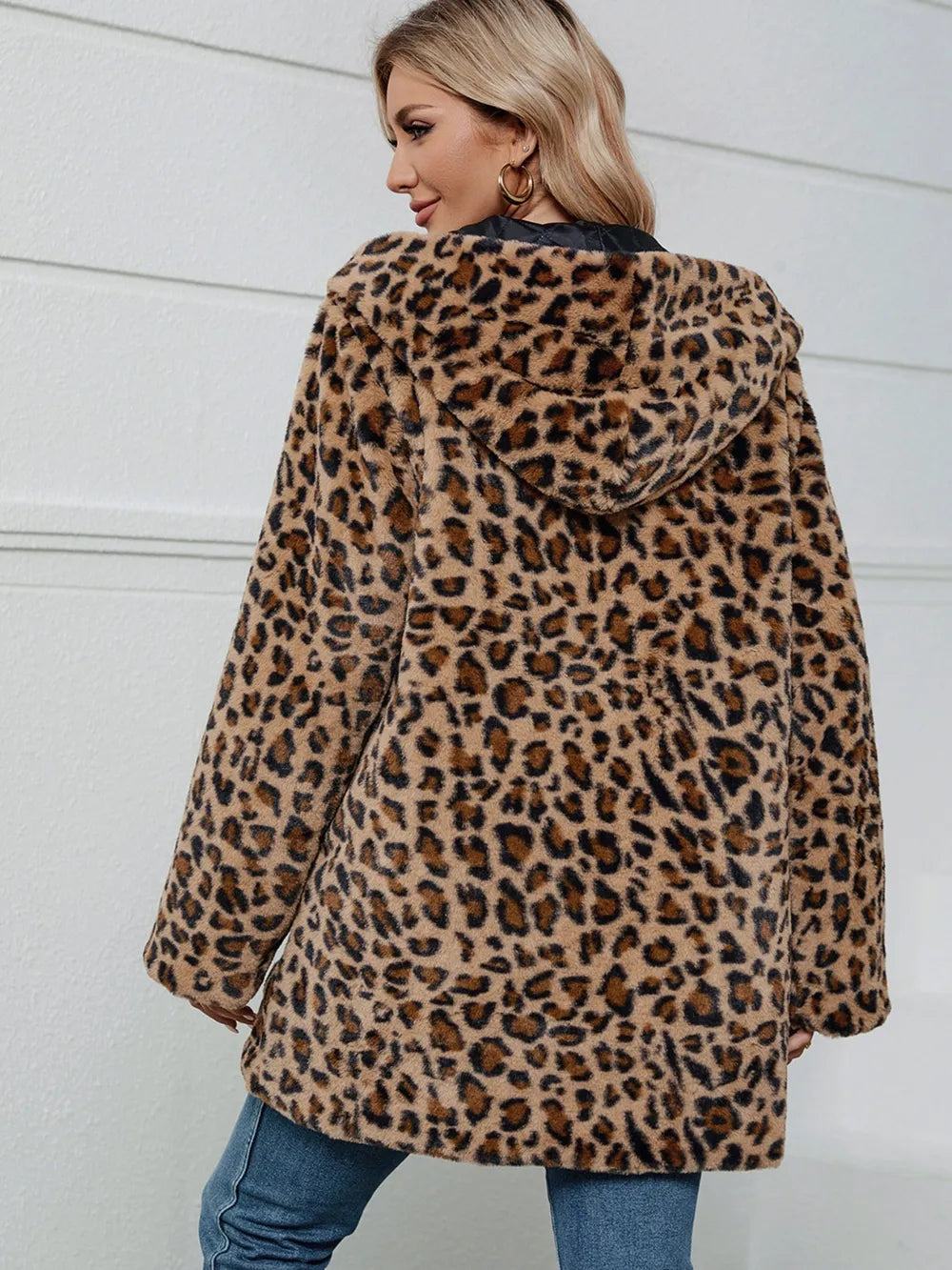 Longline Leopard Hooded Jacket, view 2