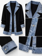 Contrast-Trim Ribbed Knit Cardigan, product view 6