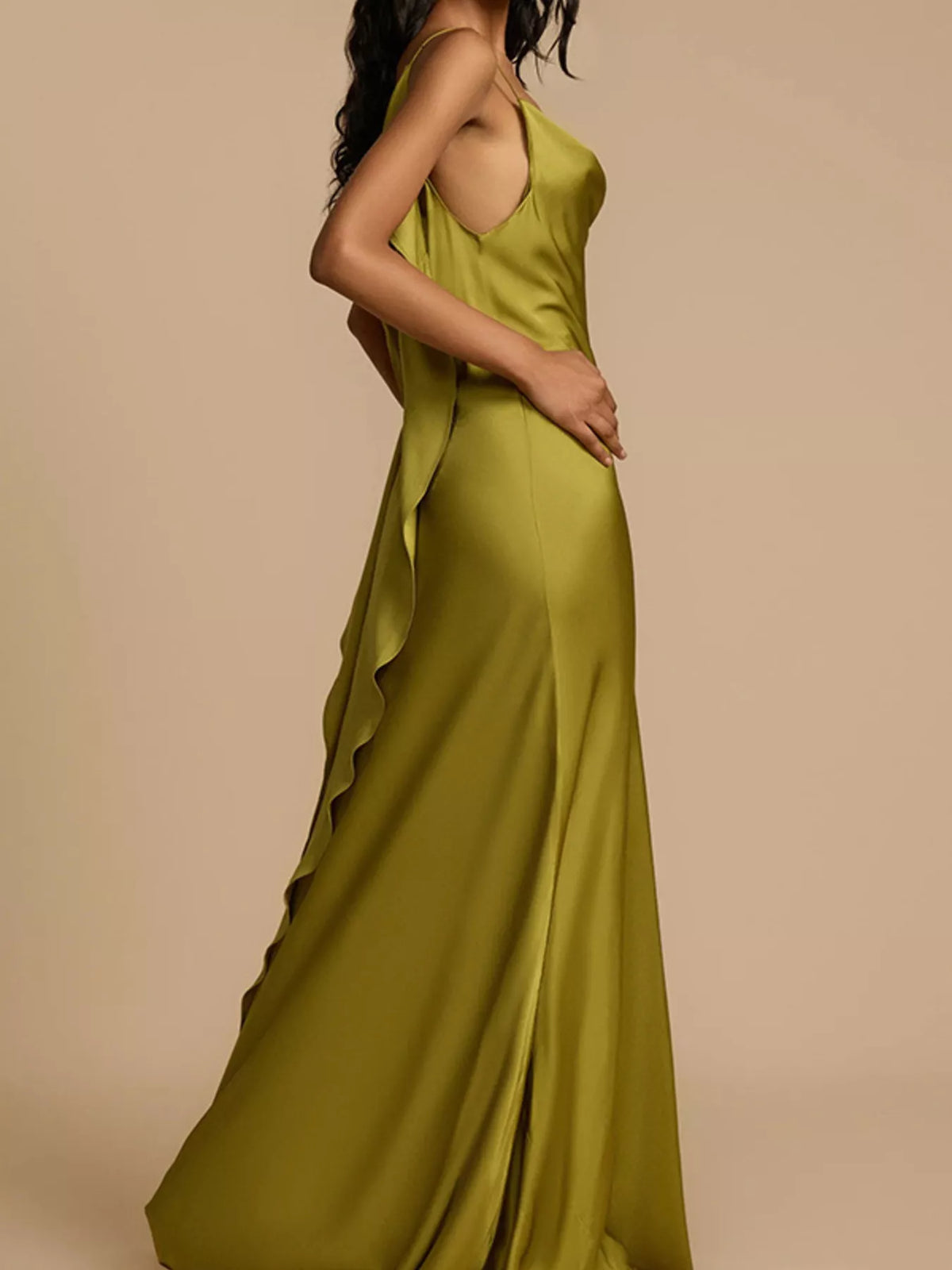 Cowl-Neck Satin Maxi Dress