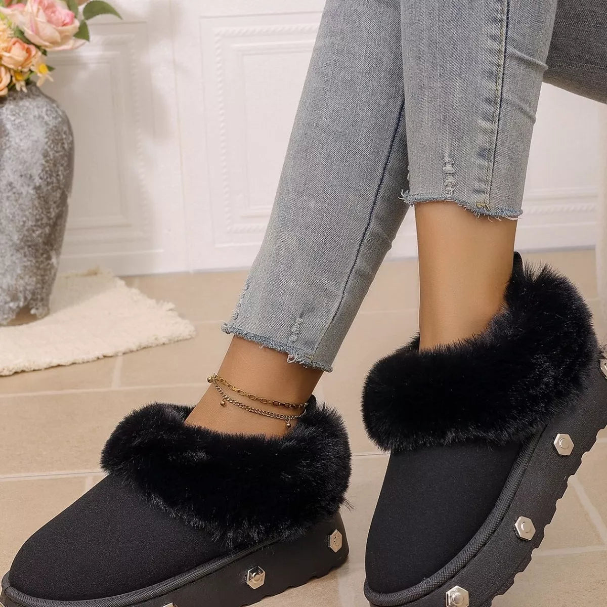 Faux-Fur Lined Platform Boots, product view 3