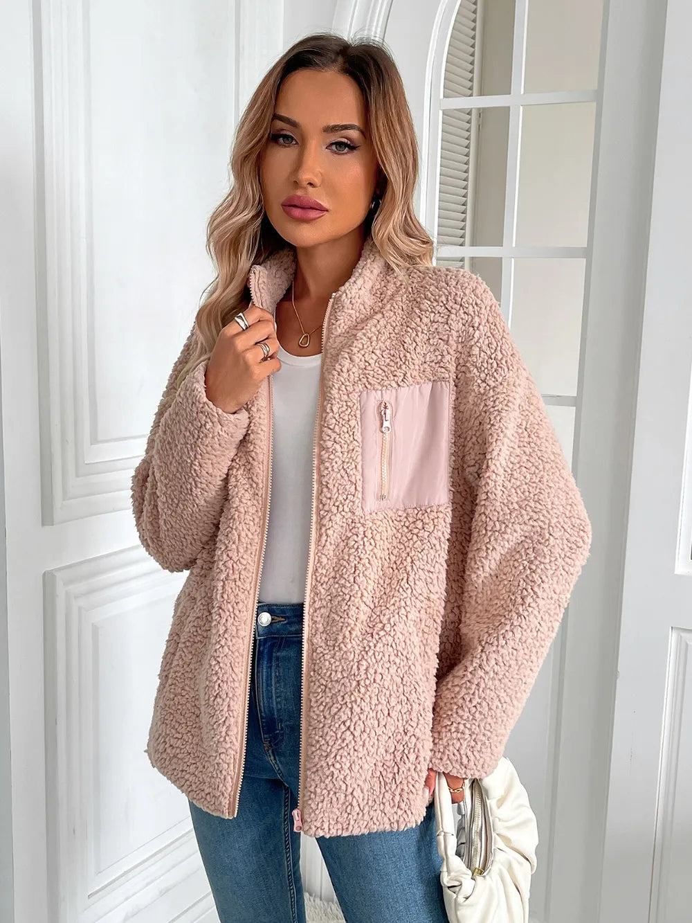 Fuzzy Zip-Up Jacket, view 5