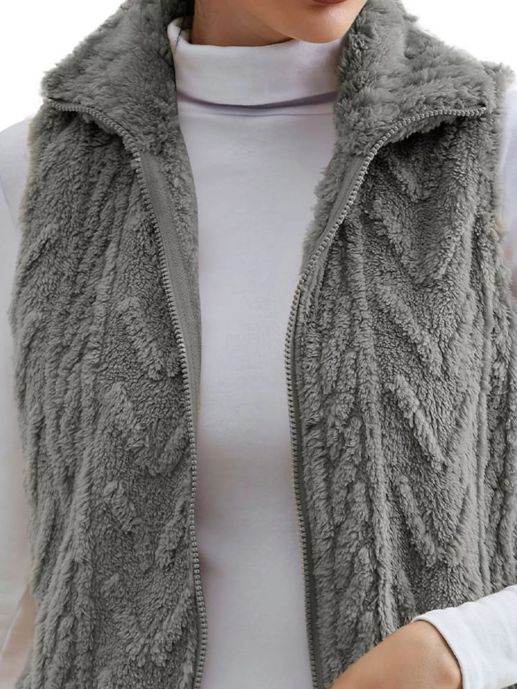 Full-Size Faux-Fur Zip Vest, view 3