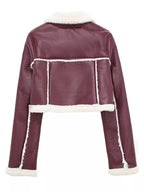 Collared Plush Cropped Jacket, view 24
