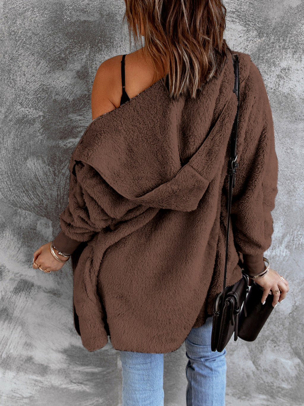 Hooded Textured Jacket with Pockets