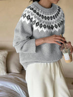 Nordic Fair Isle Sweater in Gray