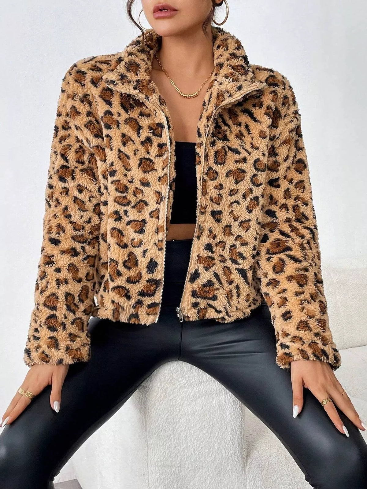 Leopard Zip-Up Jacket, view 1