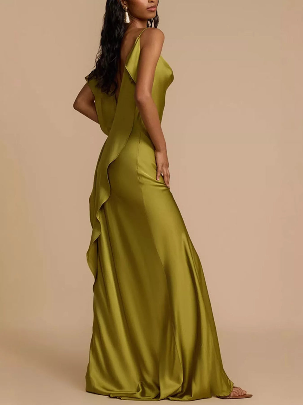 Cowl-Neck Satin Maxi Dress