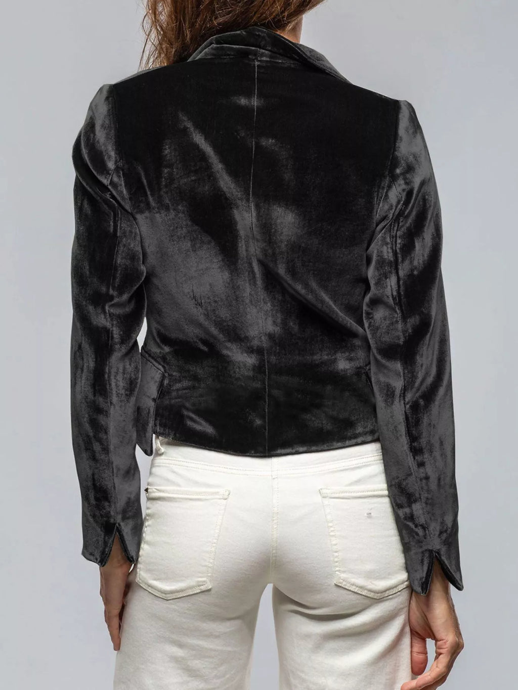 Velvet Single-Button Blazer
