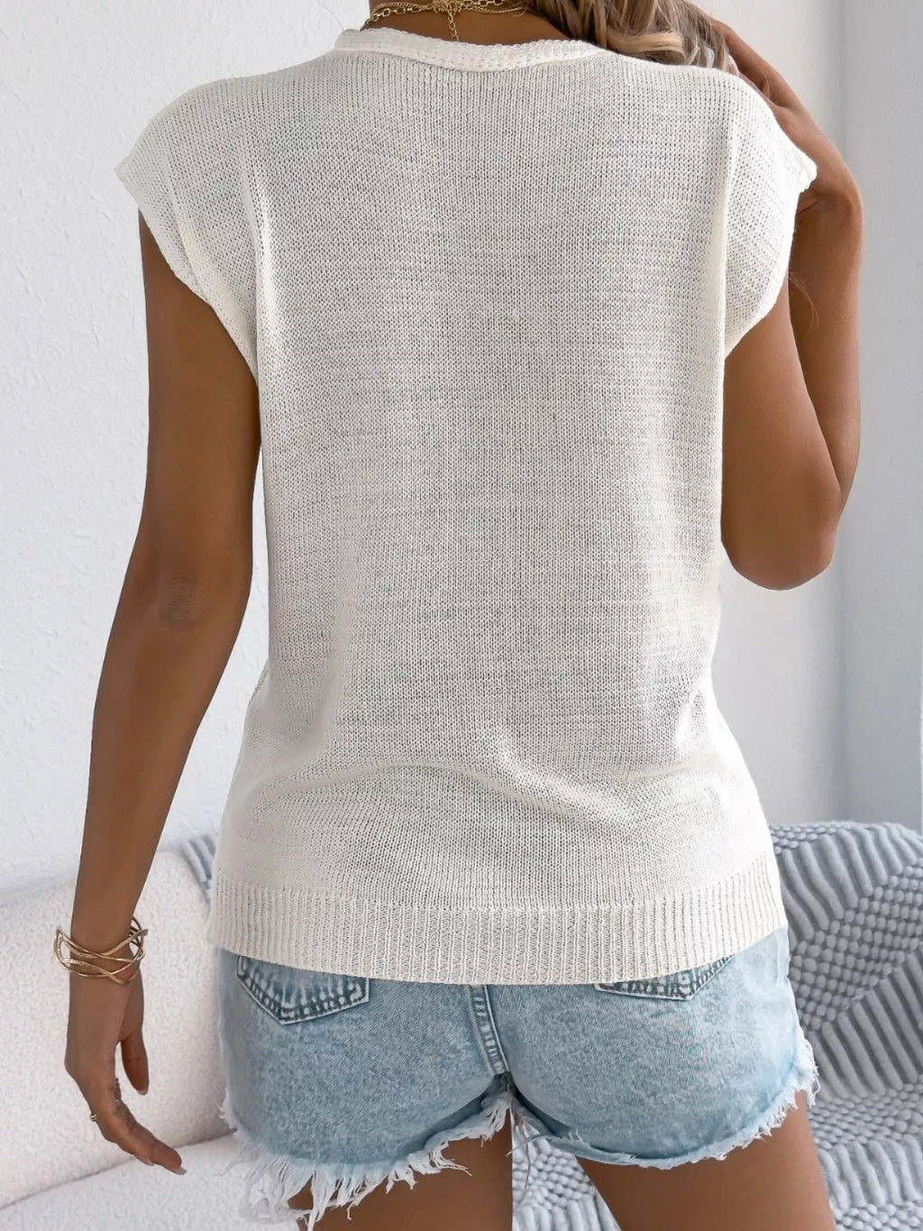 Short-Sleeve Cable-Knit Cardigan
