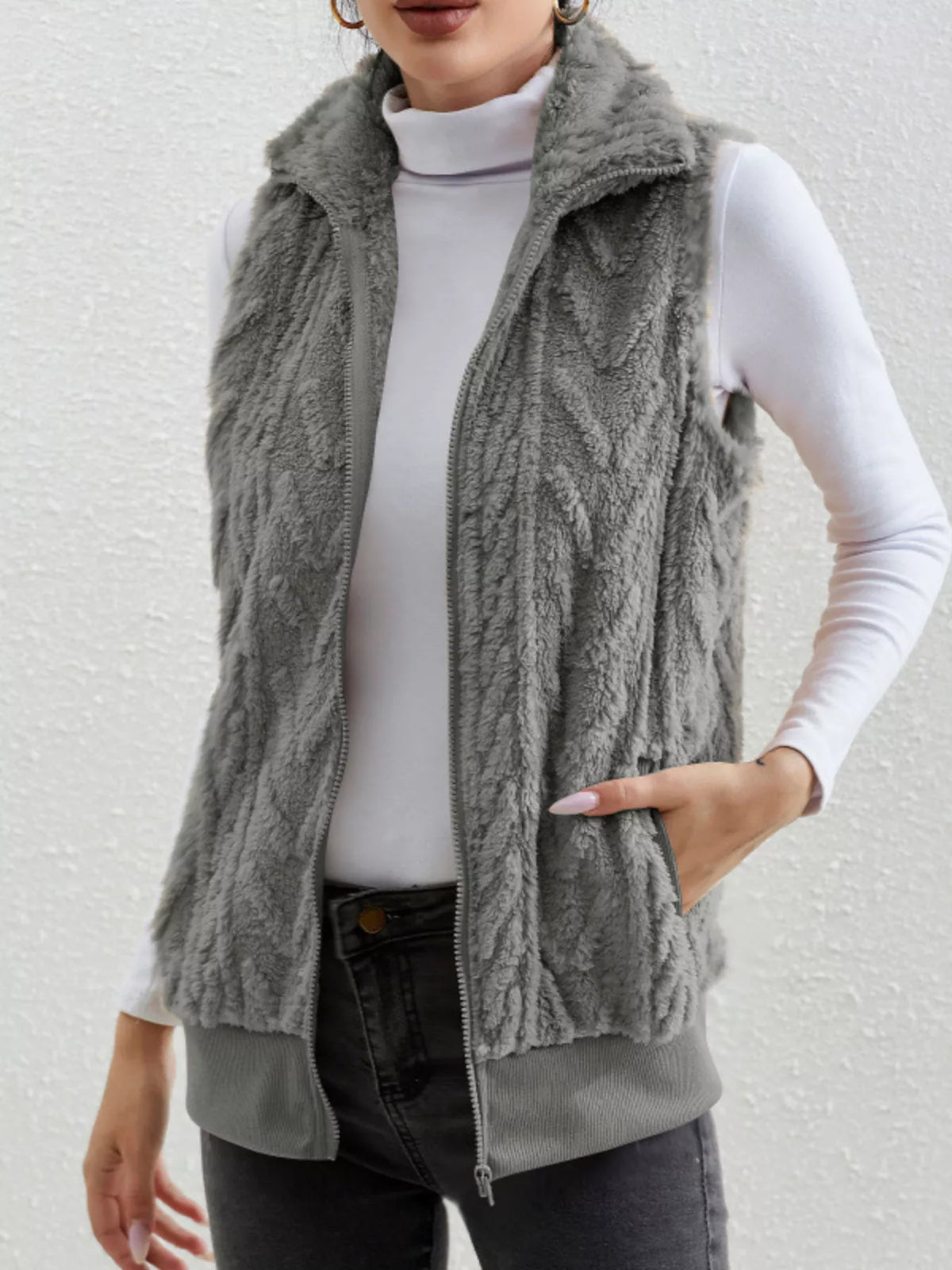 Full-Size Faux-Fur Zip Vest, view 1