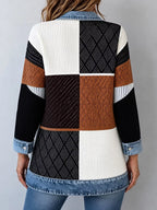 Contrast-Trim Ribbed Knit Cardigan, product view 25