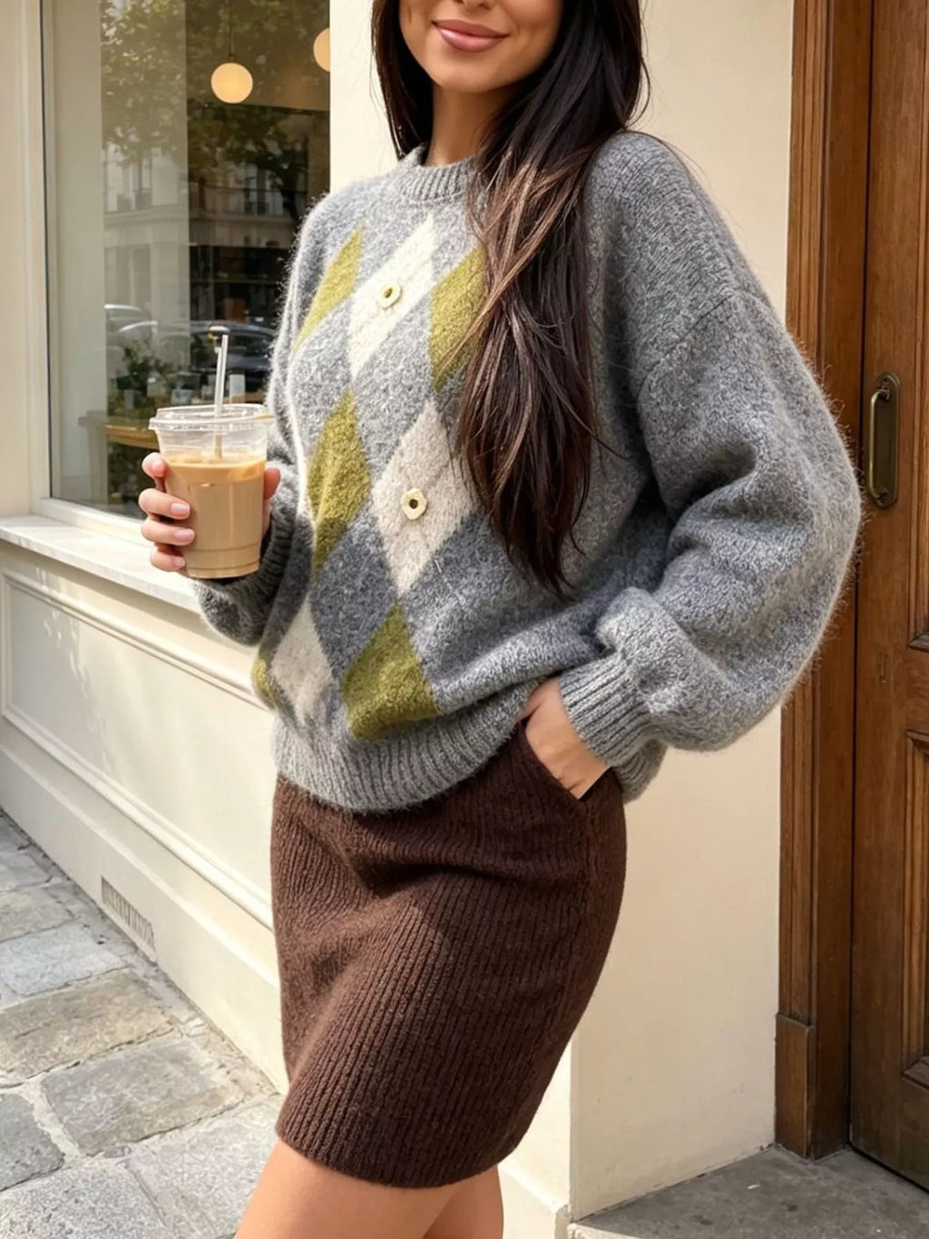 Argyle Raglan Knit Sweater, product view 11