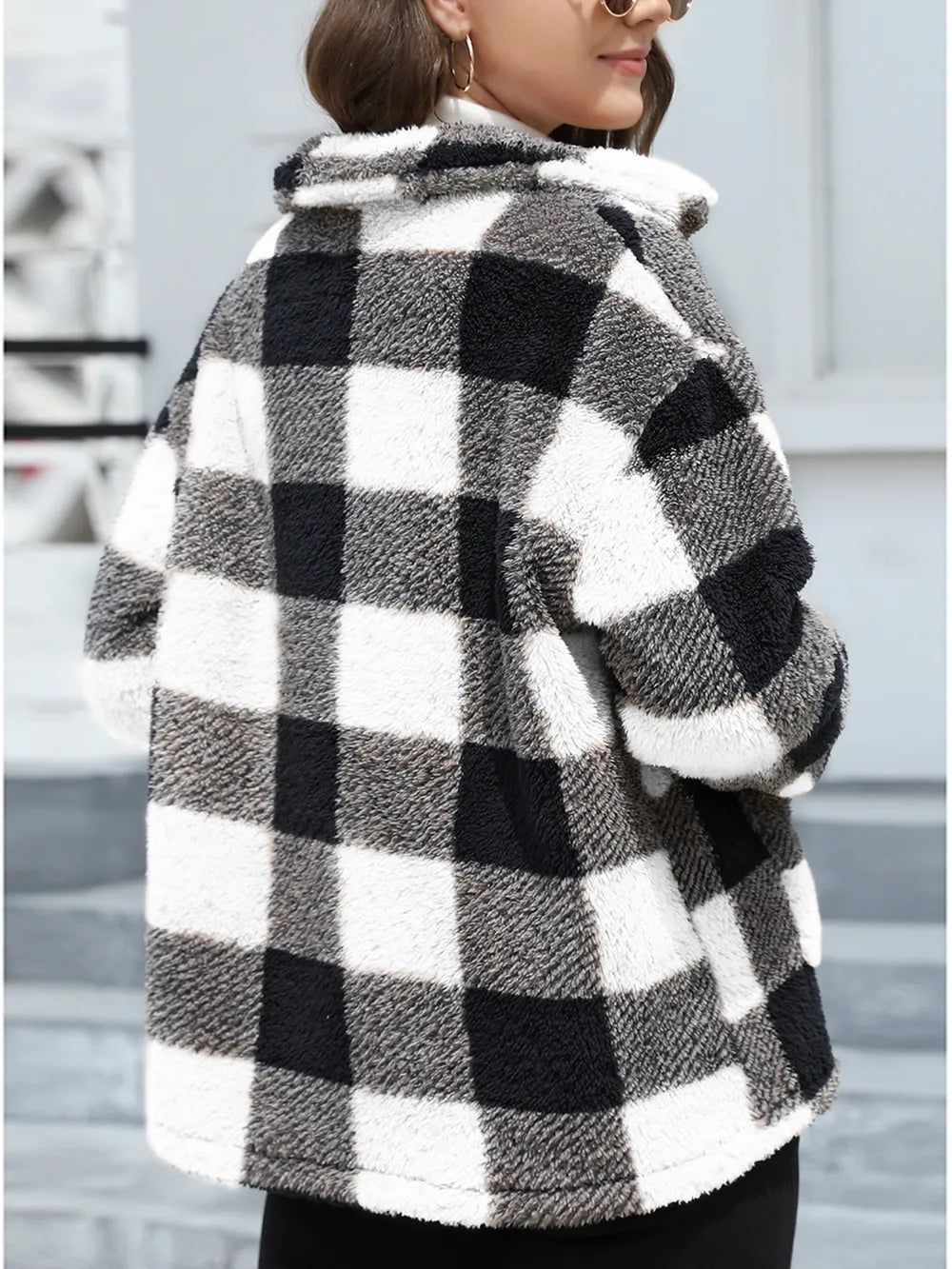 Drop-Shoulder Fuzzy Jacket, view 17