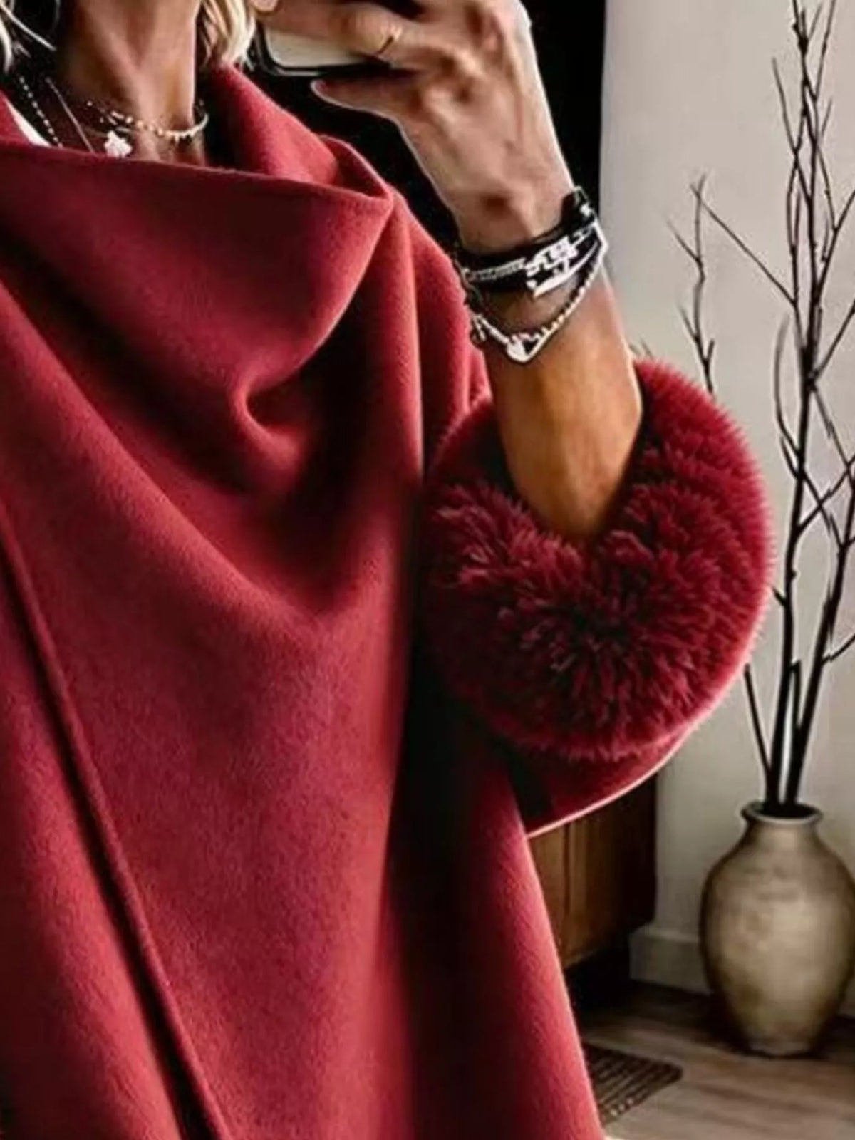 Asymmetric Faux-Fur Cuff Jacket