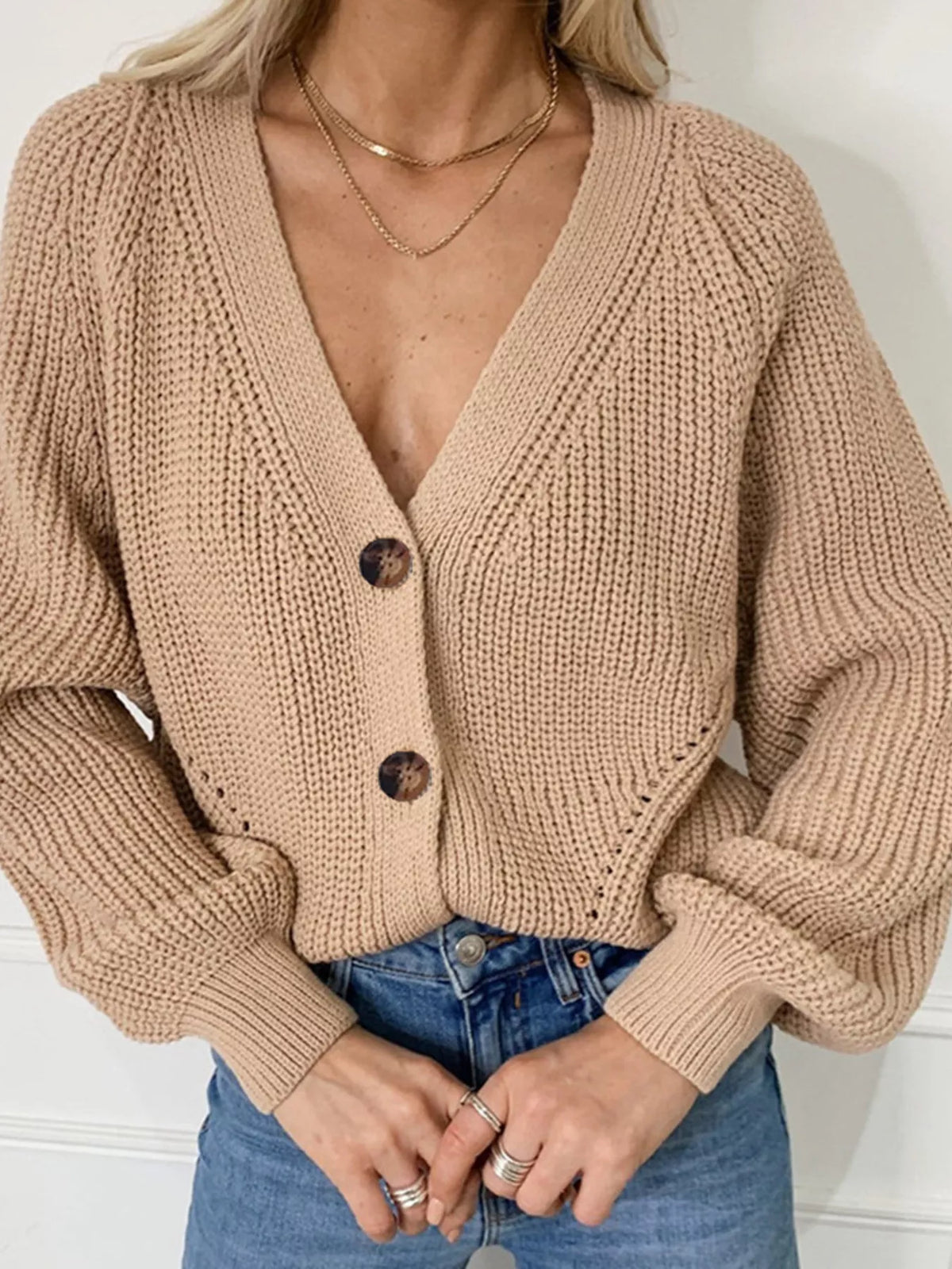 Chunky Knit Button-Front Cardigan