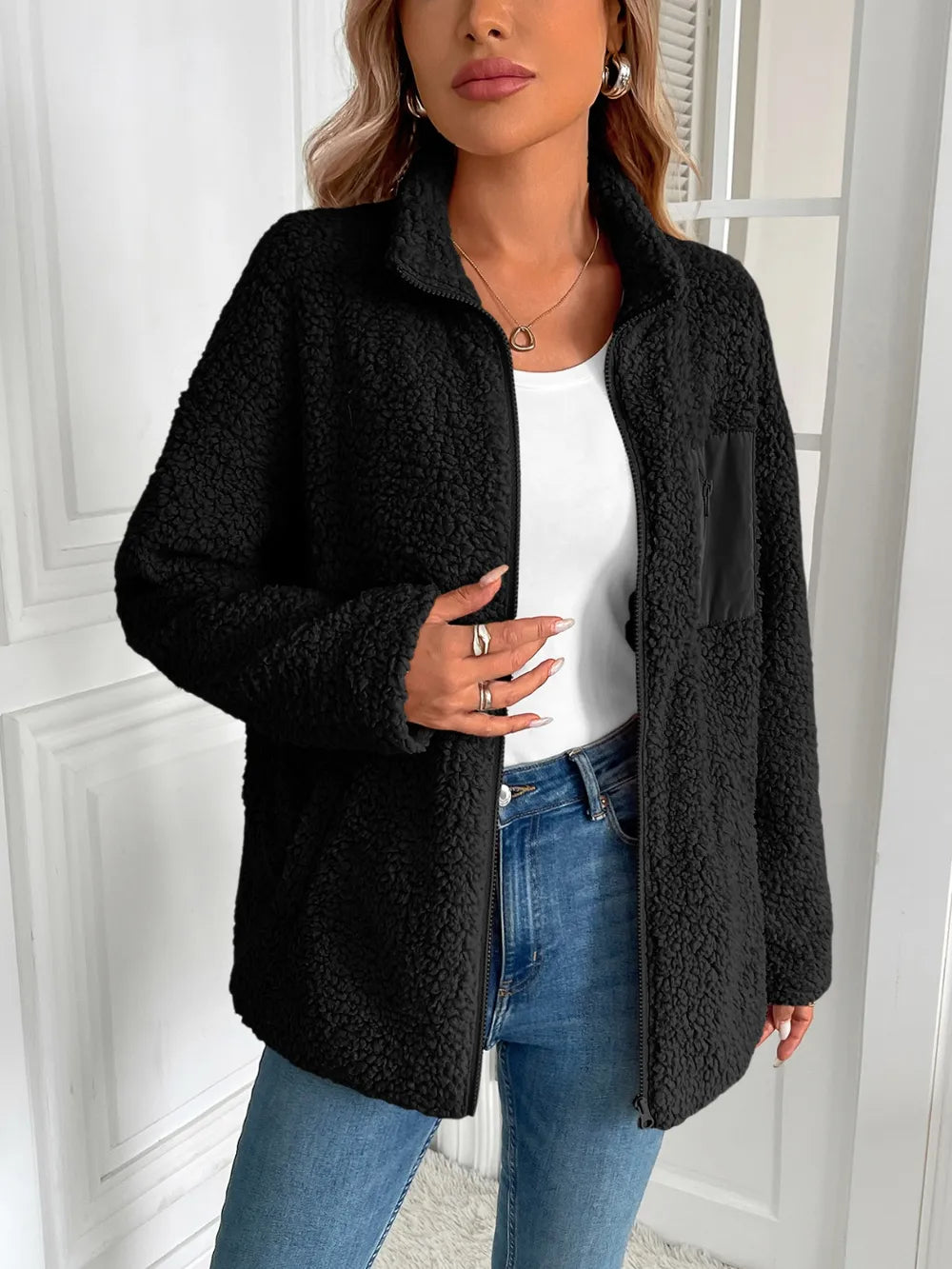 Fuzzy Zip-Up Jacket, view 21
