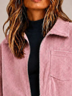 Cropped Corduroy Zip Jacket