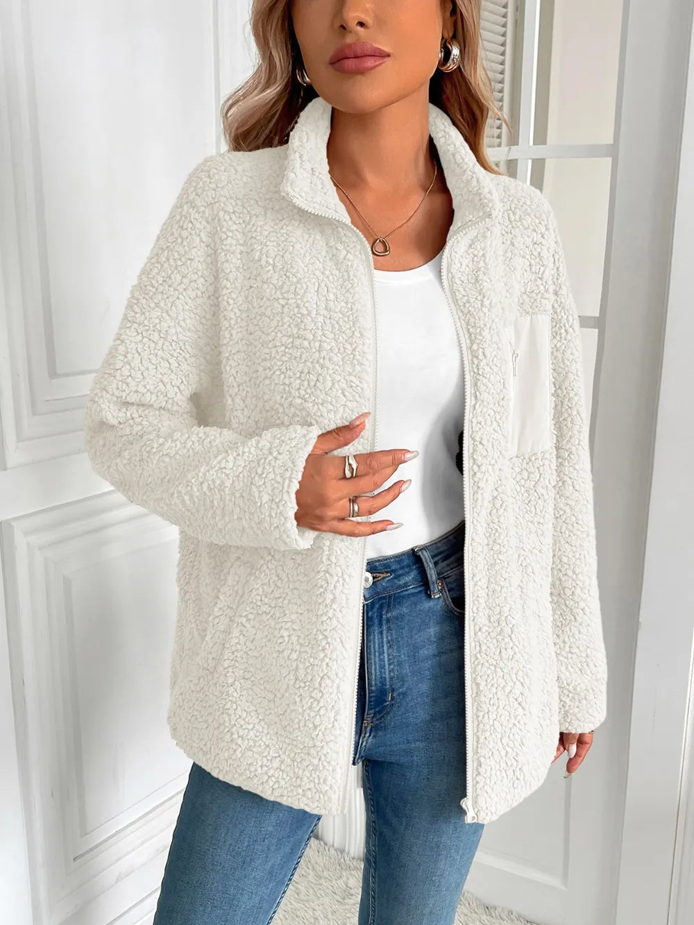 Fuzzy Zip-Up Jacket, view 11