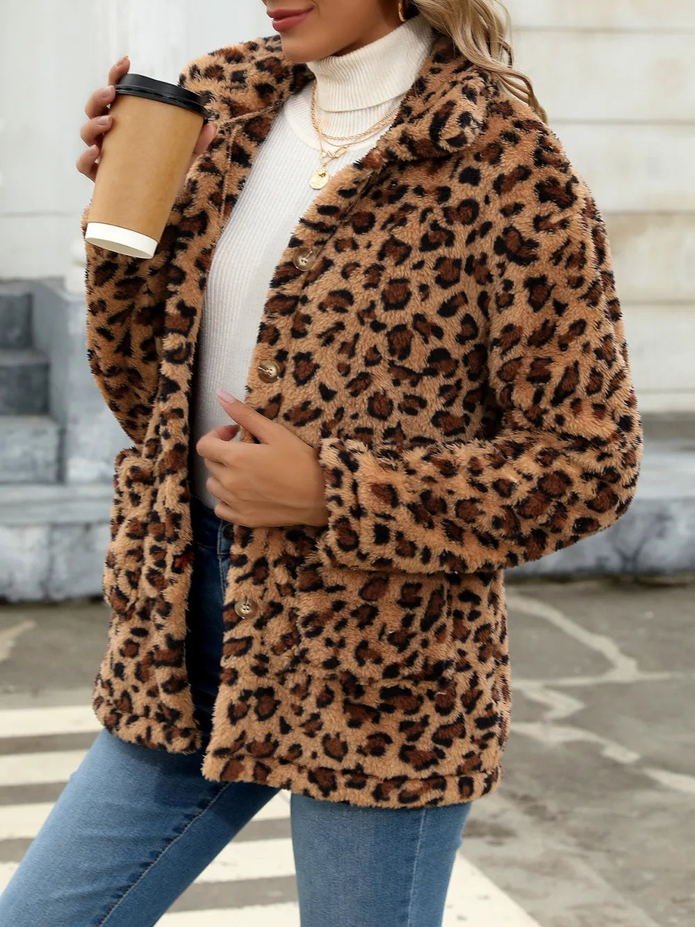 Drop-Shoulder Fuzzy Jacket, view 24