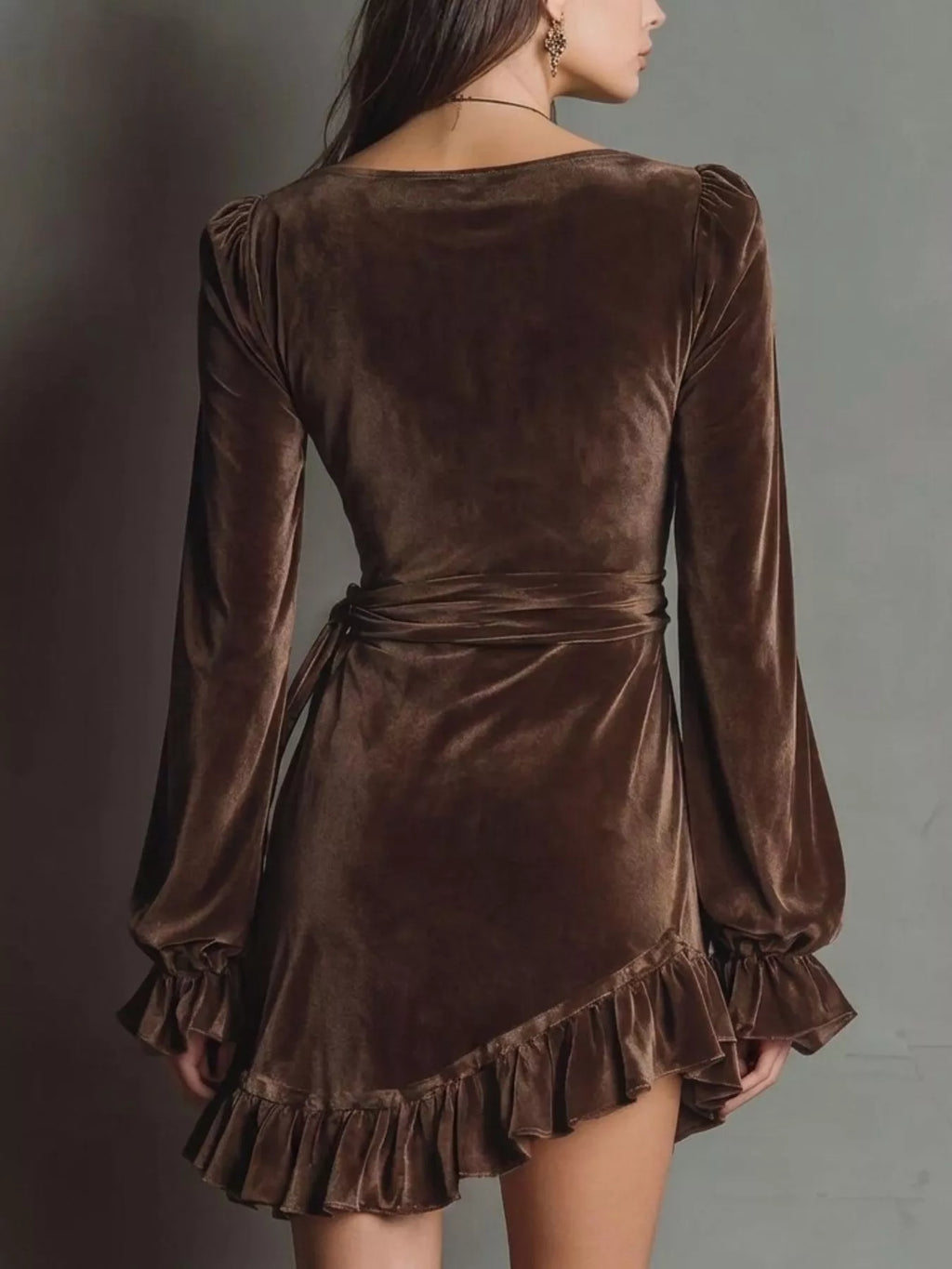 Velvet Ruffle Mini Dress