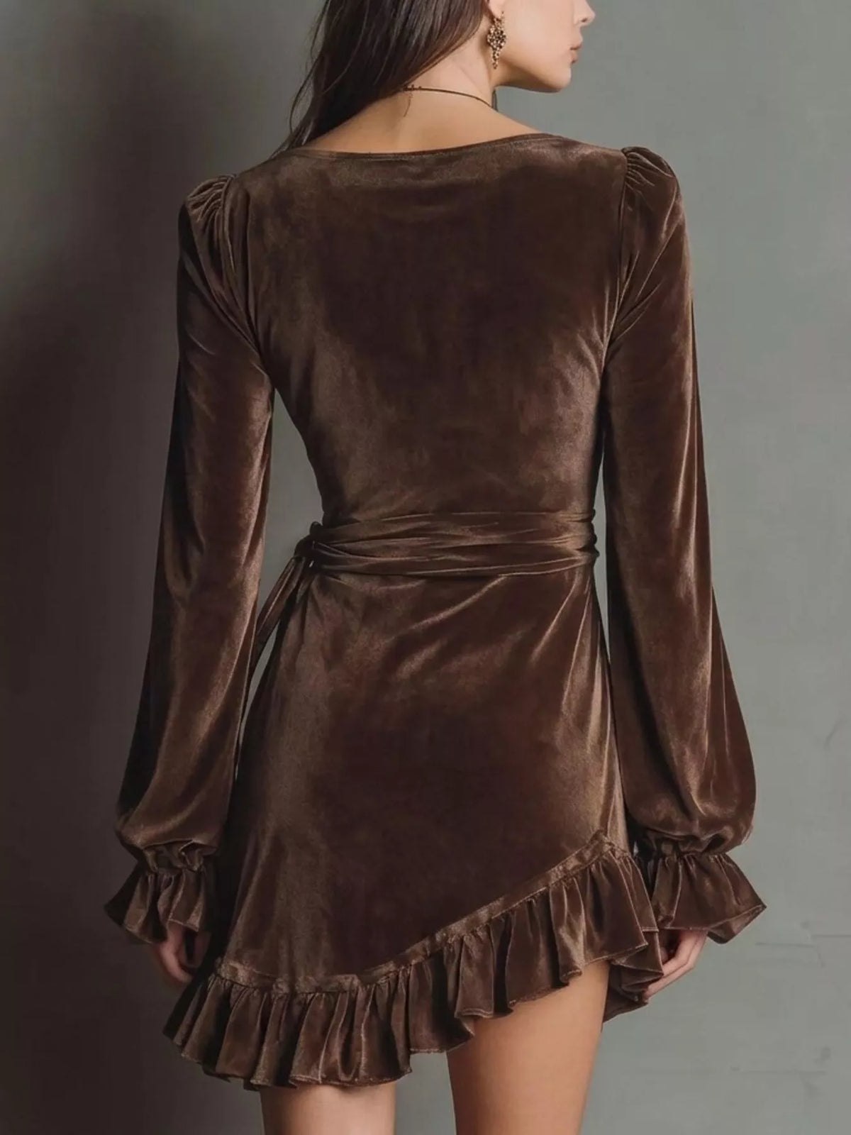Velvet Ruffle Mini Dress