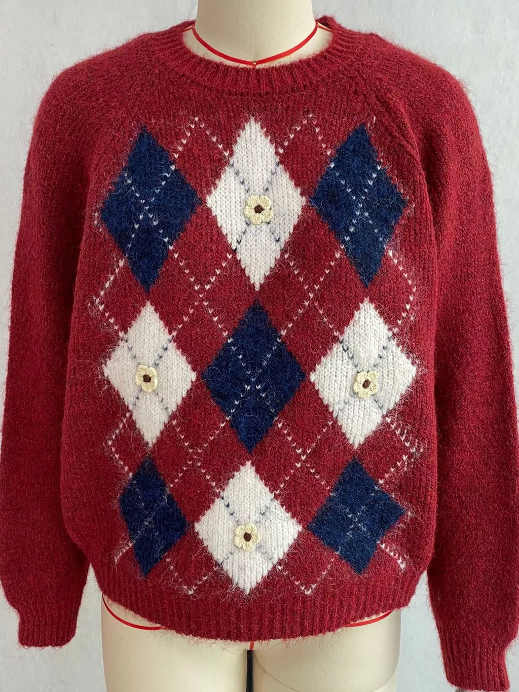 Argyle Raglan Knit Sweater, product view 26