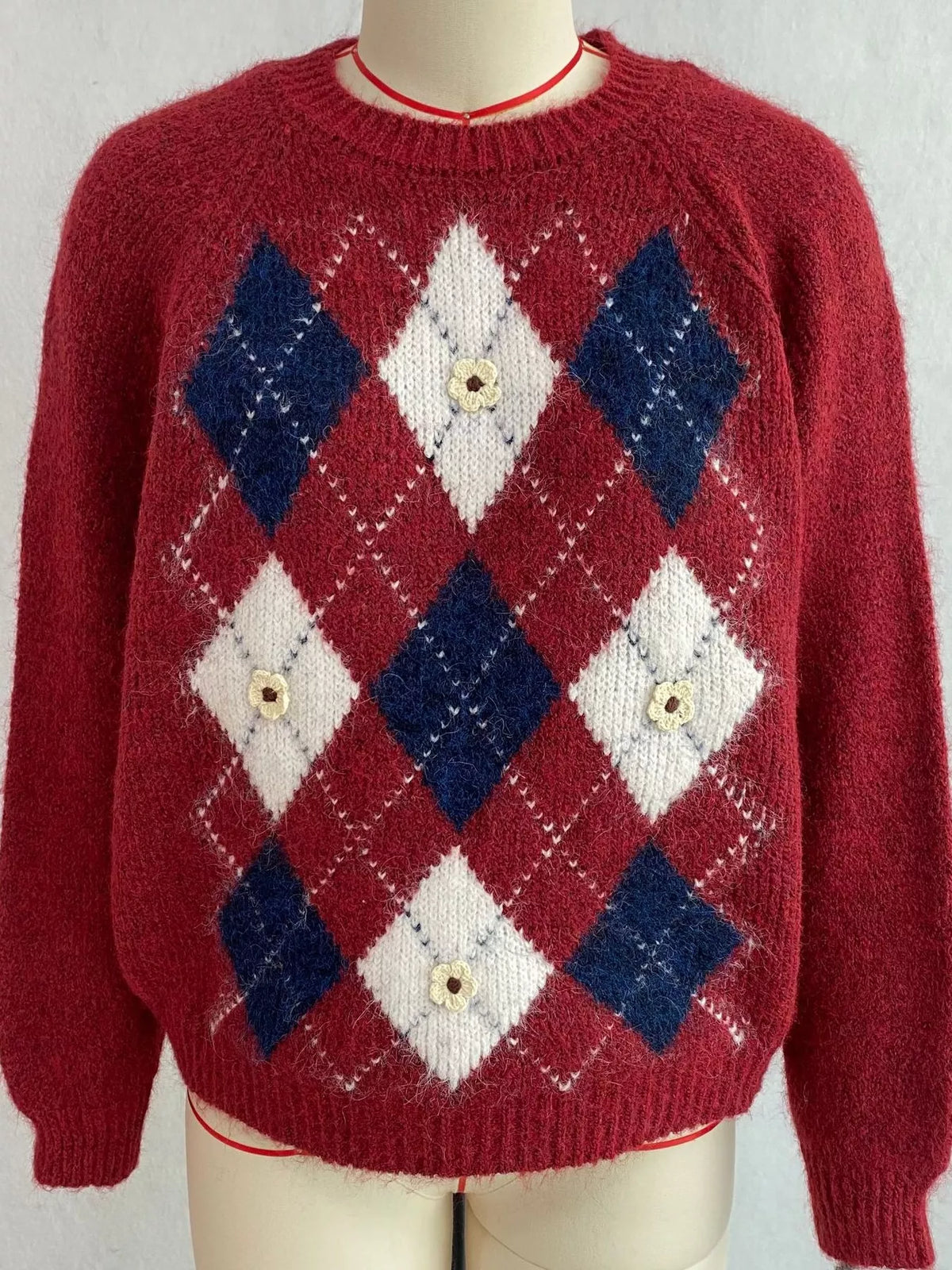 Argyle Raglan Knit Sweater, product view 26