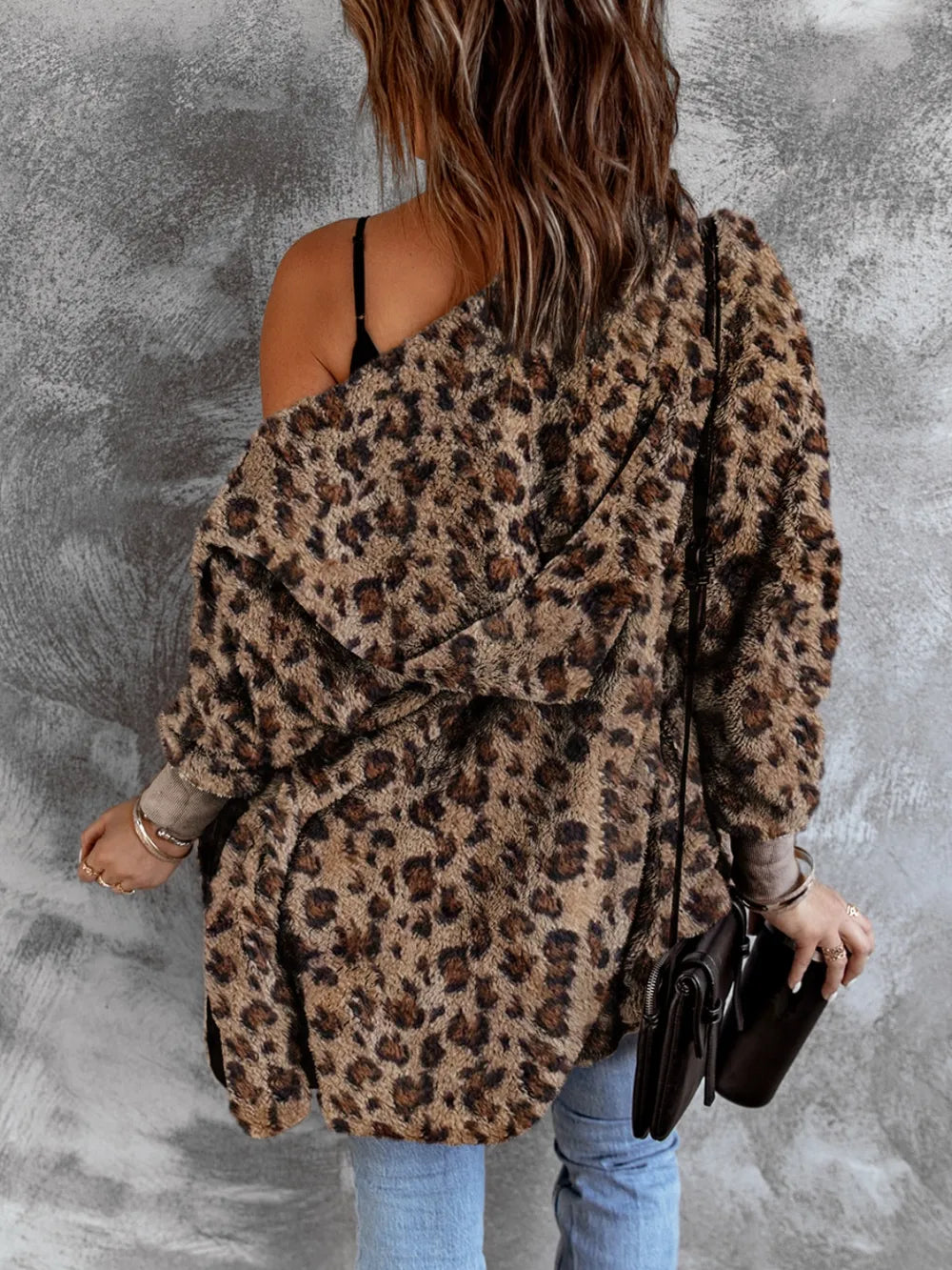 Leopard Hooded Fuzzy Jacket, view 2