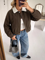 Sherpa-Collar Corduroy Jacket