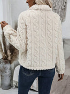 Collared Fuzzy Button Jacket, view 3