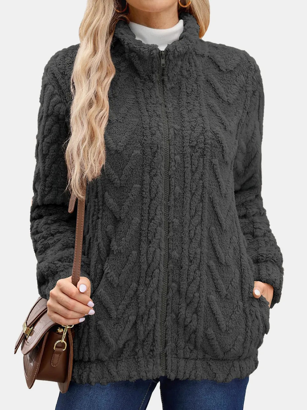Fuzzy Pocket Zip Jacket, view 5